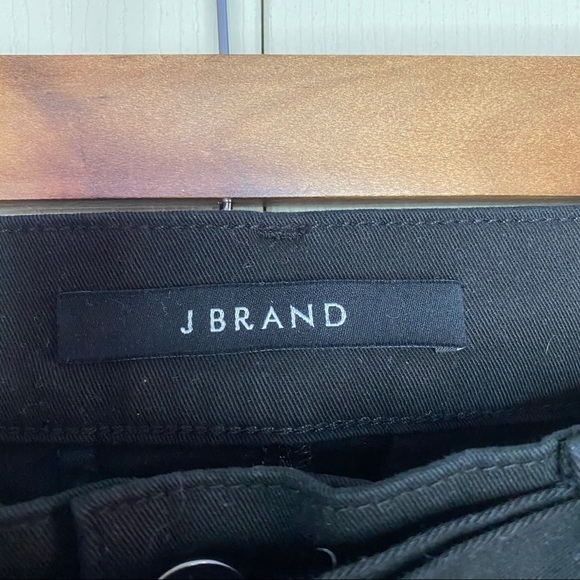 J Brand Exposed Button Fly Black Belted Crop Pants Button Flap Back Pockets - Picture 2 of 11